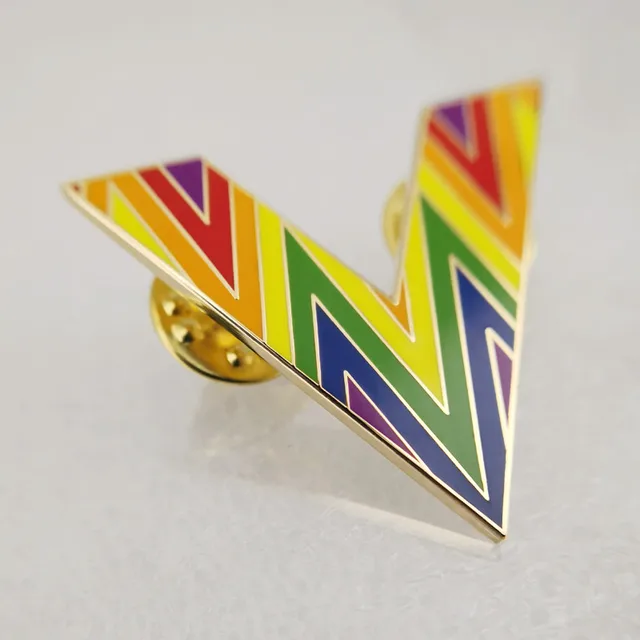 Soft Enamel Lgbt Marriage Equality Lapel Pins Rainbow V Letter Pride