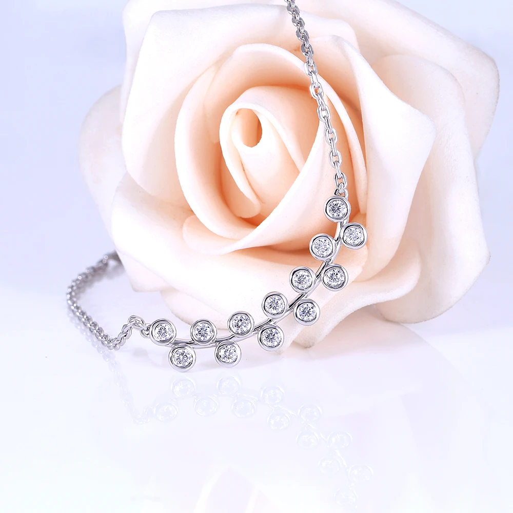 Transgems 10 к Белое Золото 13 шт.* 2 мм F бесцветный муассанитовый кулон ожерелье для женщин Подарки на свадьбу, день рождения ювелирные изделия