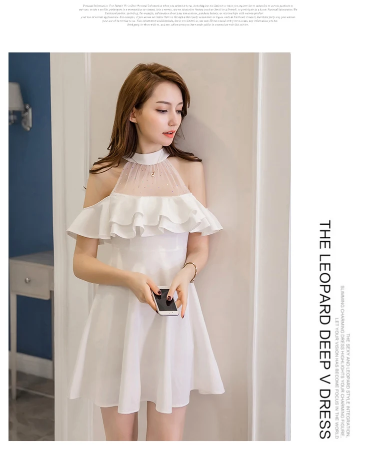 Элегантное простое черное платье, женское Сетчатое платье с блестками и оборками, летнее платье с открытыми плечами, белое S-XXL, корейское сексуальное платье, Прямая поставка