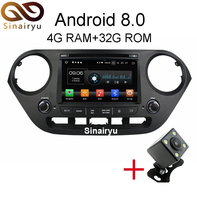 Sinairyu 4GB RAM Octa Core Android 8 0 Car DVD Player Navigation Fit HYUNDAI i10 2014