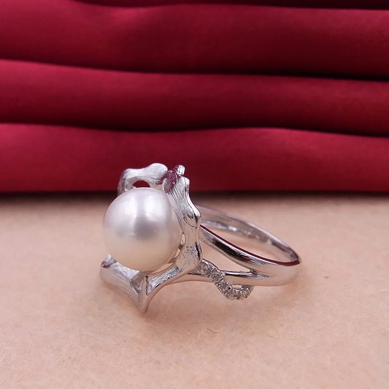 Sinya Fleshwater Cultured Pearl Ring Unique Lotus Leaf Design 925 Sterling Silver Jewelry for Women's Gift tz09044r  (11)