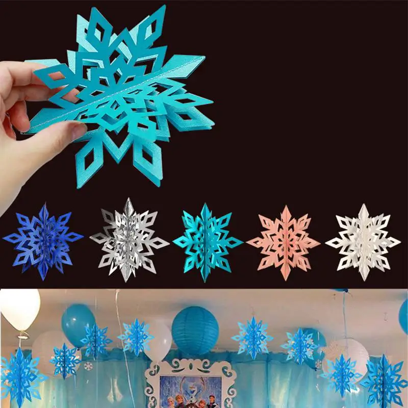 6pcs Snowflakes 3D Plastic Glitter Fake Snow Ornaments Home Pendant