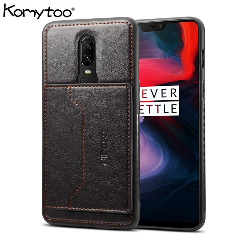 

KOMYTOO TPU Phone Case For Oneplus 6 6T Case Luxury Card Pocket Stand Leather Back Cover For Oneplus 5T Coque Coque Cover Shell
