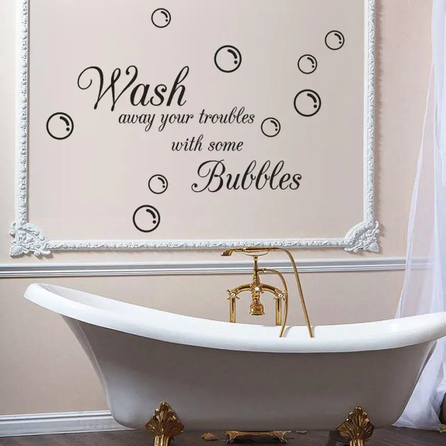 1pc Wash Bubbles of the Home Letter Pattern Wall Sticker PVC Removable