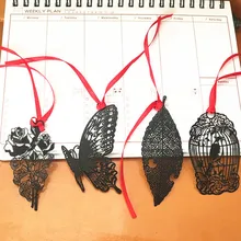 3 шт черные окрашенные металлические закладки металлические полые закладки птичья клетка Бабочка Стиль