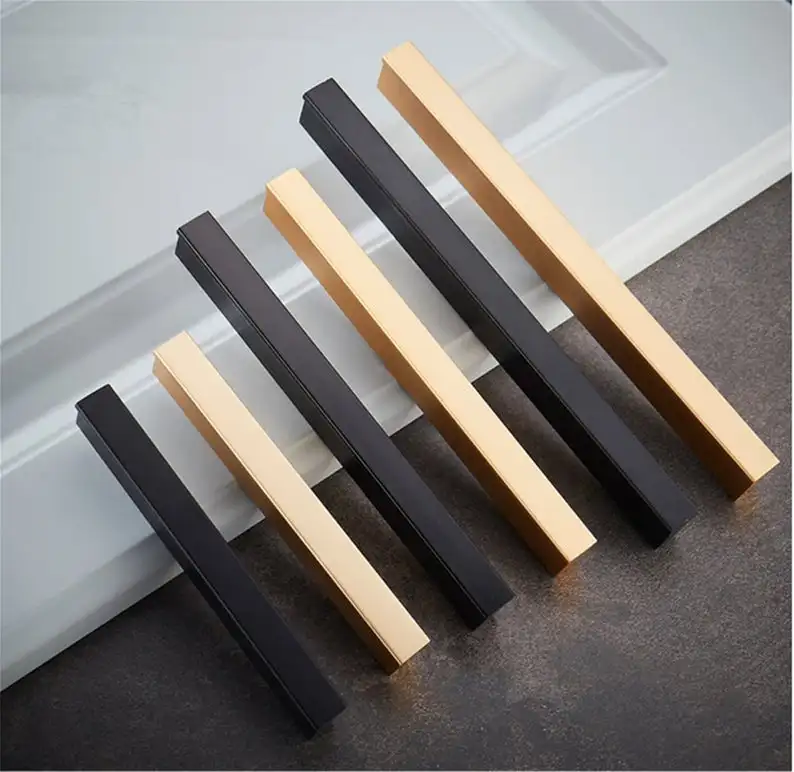 

3.75" 5" 6.3" Black Drawer Handles Modern Cabinet Pulls Dresser Pulls Champaign Gold Kitchen Cupboard Handle Furniture Hardware