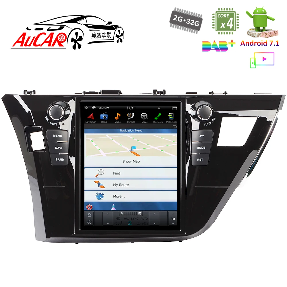 Android 7.1 10.4" Tesla Style for Toyota Corolla car multimedia player 2013- Bluetooth Radio WIFI 4G Vertical Stereo IPS