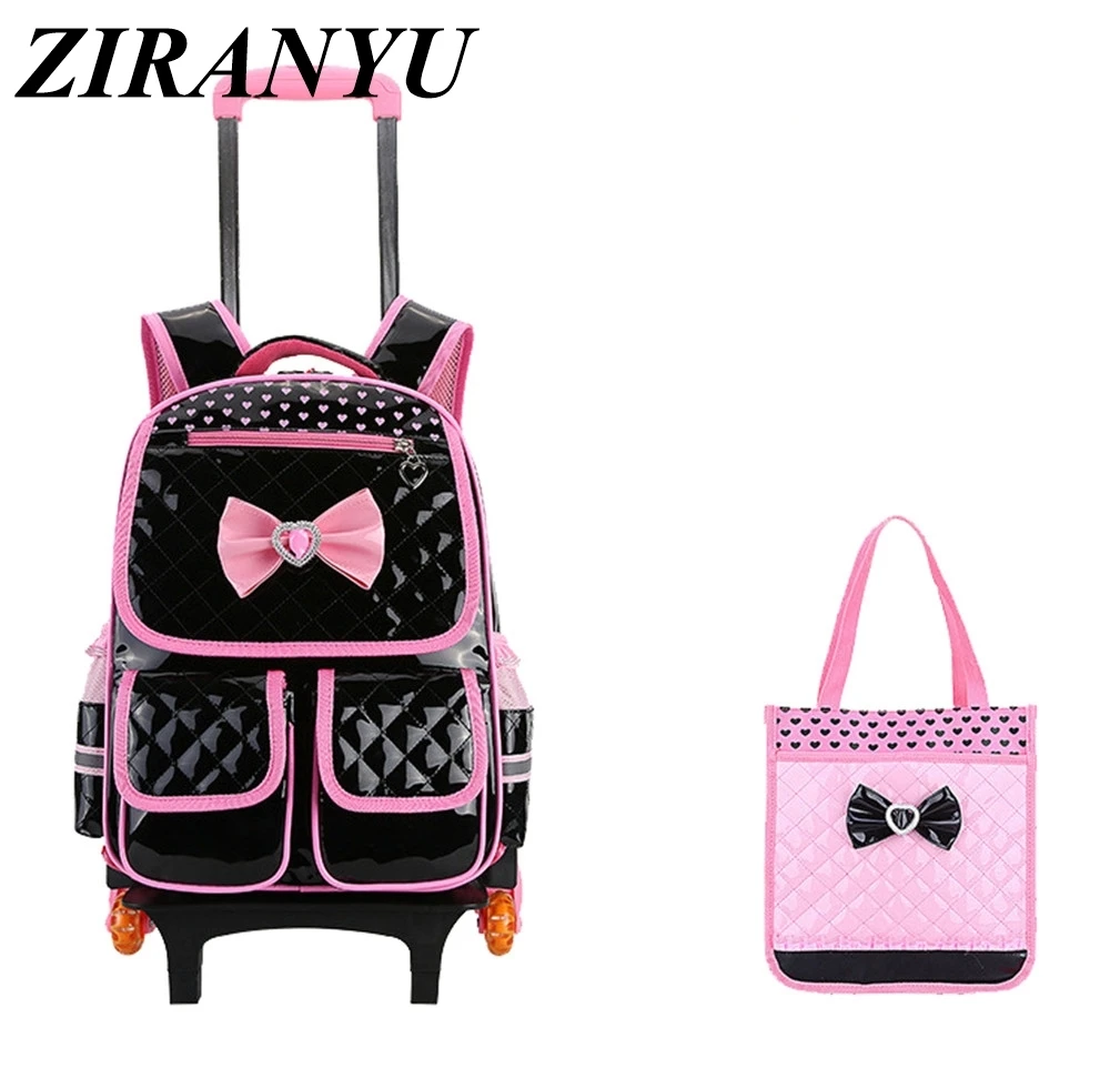 

Sweet Style Girls Schoolbags Children 6 Wheels Trolley Backpack Detachable Kids Rolling Bookbag Travel Luggage Mochila Infantil