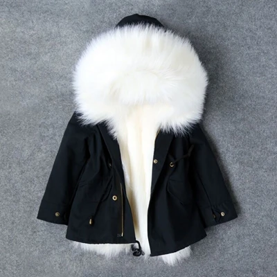 Зимнее пальто для девочек куртка с отстегивающейся подкладкой из искусственного лисьего меха Верхняя одежда для детей ясельного возраста утепленная одежда для маленьких девочек и мальчиков, IY334 - Цвет: Слоновая кость
