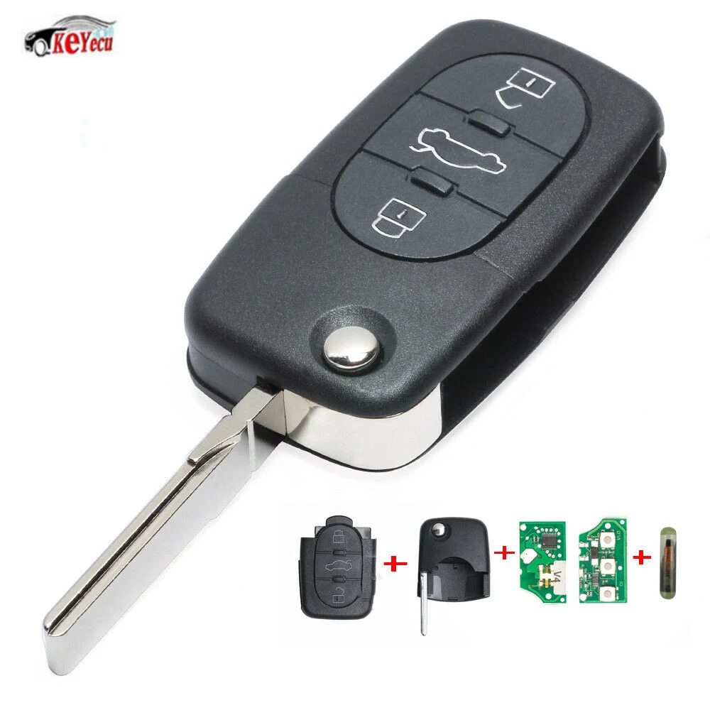 

KEYECU Replacement Remote Car Key Fob 3 Button 433MHz 4D0 837 231 A for Audi A3 A4 A6 1999-2002 Old Models with ID48 Chip