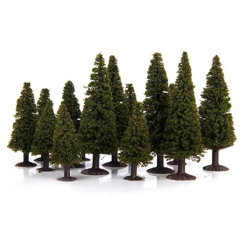

15pcs 1/100 1/150 1/200 Green Scenery Landscape Model Cedar Trees