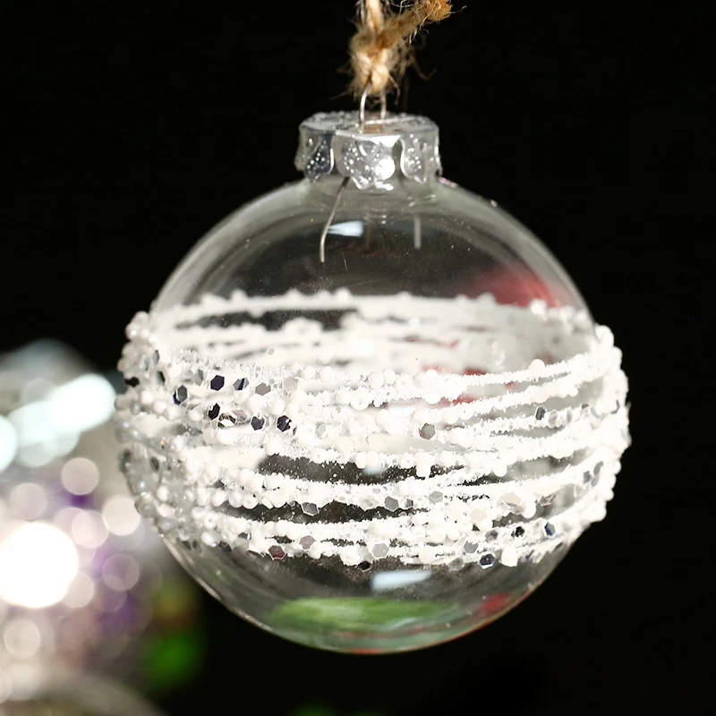 

DIY Paintable Party Decorative Ball/ White string wrapped/Wedding bauble Christmas Ornament Glass ball Hanging Tree pendant 8cm