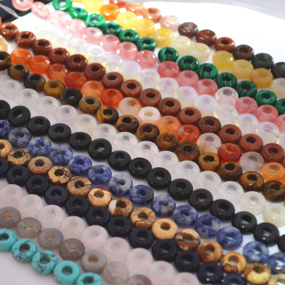 

Fashion Natural Stone Flat Beads Multiple Colour Big Hole Good Quality 10mm*10mm*4mm 38pcs DIY Jewelry Accessories Free Shipping