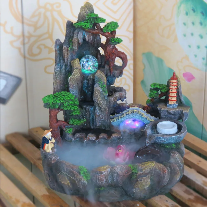 Bonsai rockery water fountain humidifier living room feng shui