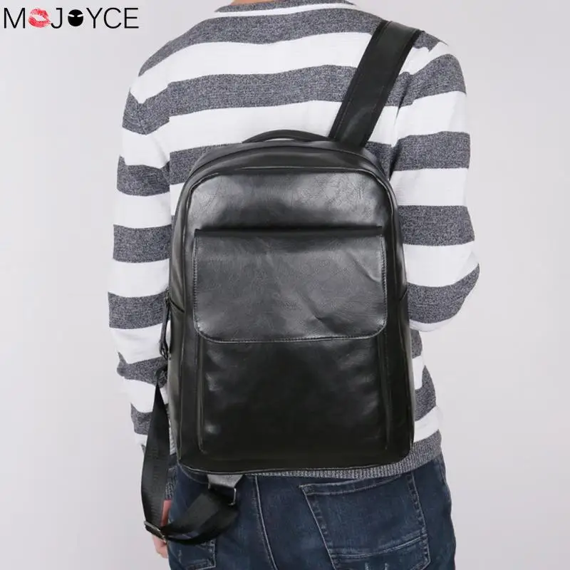 Casual Mochila hombre Mochila negocio Color sólido Simple PU cuero hombro Mochila Masculina Casual Mochila hombre Mochila negocio Color sólido Simple PU cuero hombro Mochila Masculina