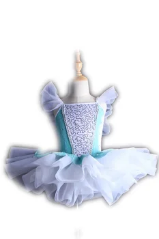 

Kids Girls Sleeveless Sequins Tulle Ballet Dance Gymnastics Leotard Dress for Stage Performance Classical Size 2-12 Years