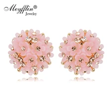 Модные женские серьги-гвоздики с кристаллами в виде цветка, новинка