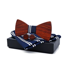 Сандаловое дерево галстук-бабочка и носовой платок набор запонок для мужской костюм деревянная бабочка галстук-бабочка с цветочным рисунком галстук-бабочка