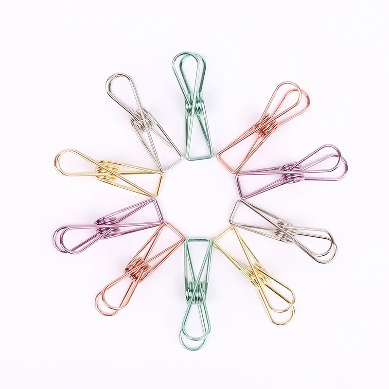 

School Office Supplies Korean Stationery Cute Kawaii Colored Rose Gold Metal Paper Clips For Ticket File Creative Binder Clips