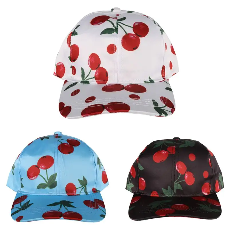 

Cotton Cherry Print Hats Hiking Caps Adjustable Hip-Hop Runing Cap Men Women