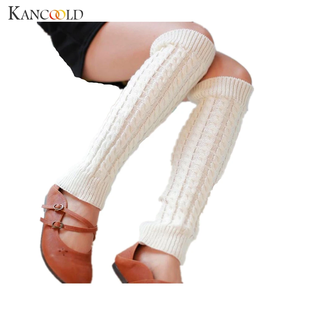 

Women Winter Warm Woolen Crochet Long Knitting Leg Socks Lady Stretch Fabric Leg Warmers Comfortable Boot Socks Nov9