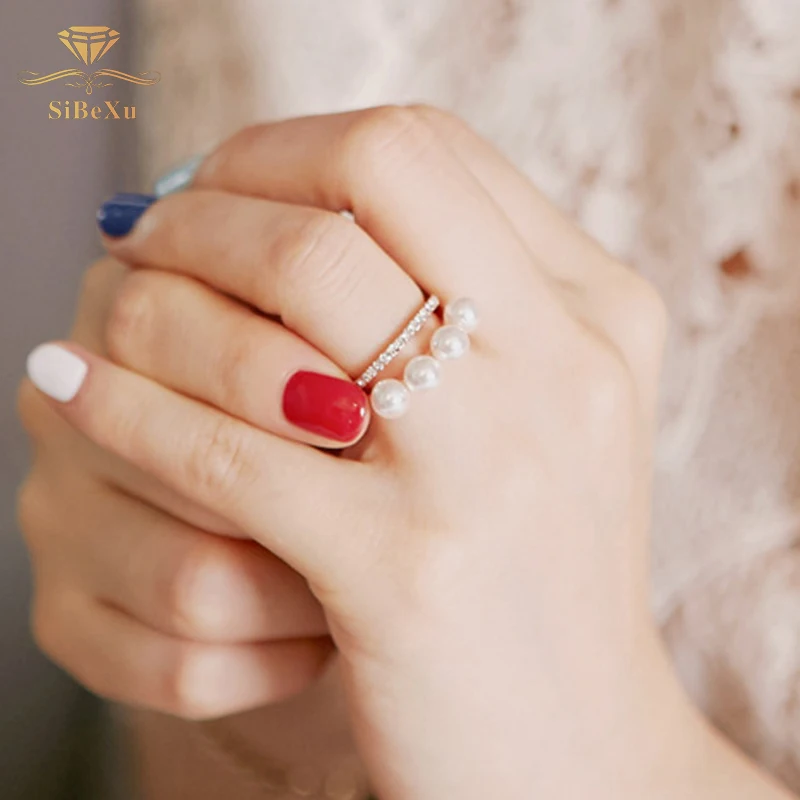 

Fashion Elegant Design White S925 Sterling Silver Pearl Ring Women Wedding Gifts Freshwater Pearl Ring Fine Jewelry