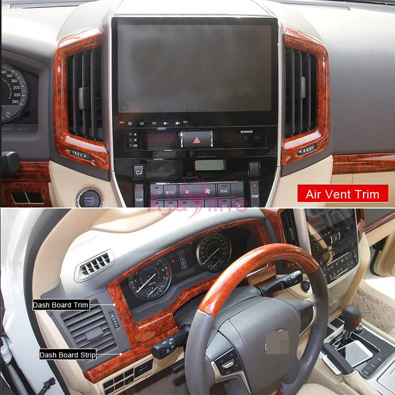 

Chrome Car Styling Wood Color Package Garnish Panel Cover Overlay Trim 2016 2017 For Toyota Land Cruiser 200 Accessories