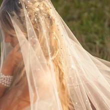 3* м 3 м Великолепный горный хрусталь падение Вуаль свадебная фата Длинные EE716