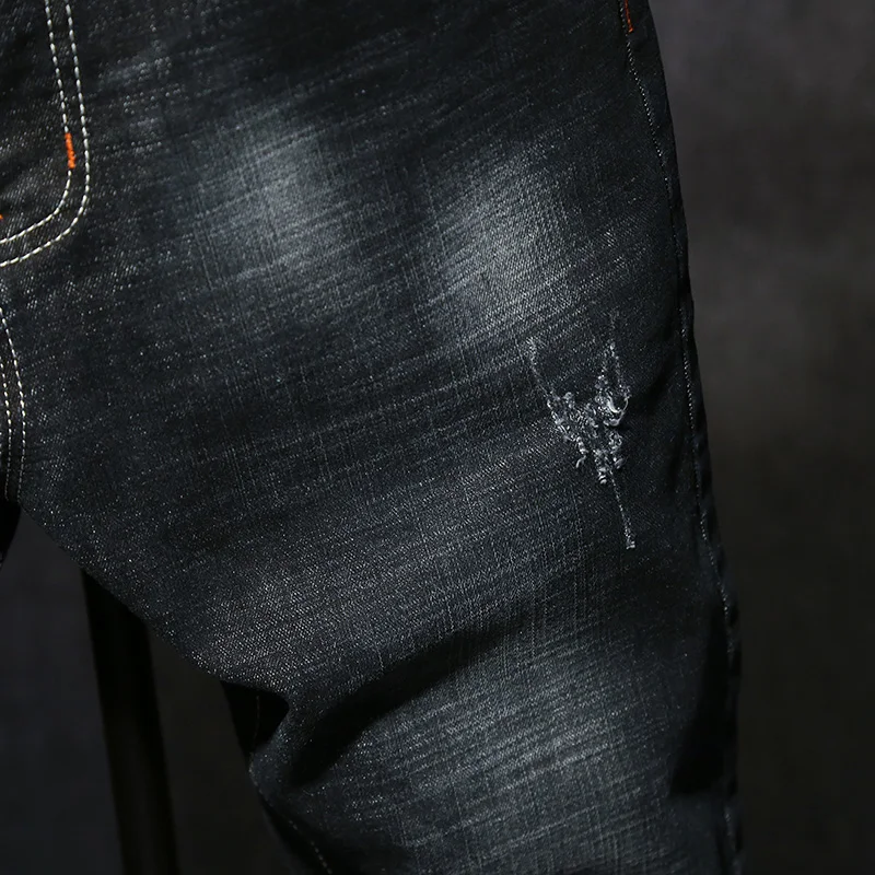 Мужские джинсы 2018 новые для бизнес на каждый день Slim Fit полная длина черные джинсы мужские повседневные однотонные классические узкие