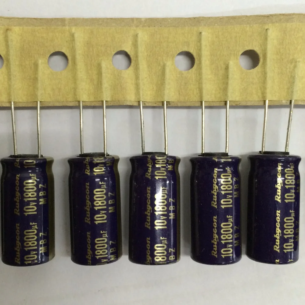 50pcs 1800uF 10V RUBYCON MBZ Series Ultra Low ESR 10x20mm 10V1800uF Aluminum Electrolytic