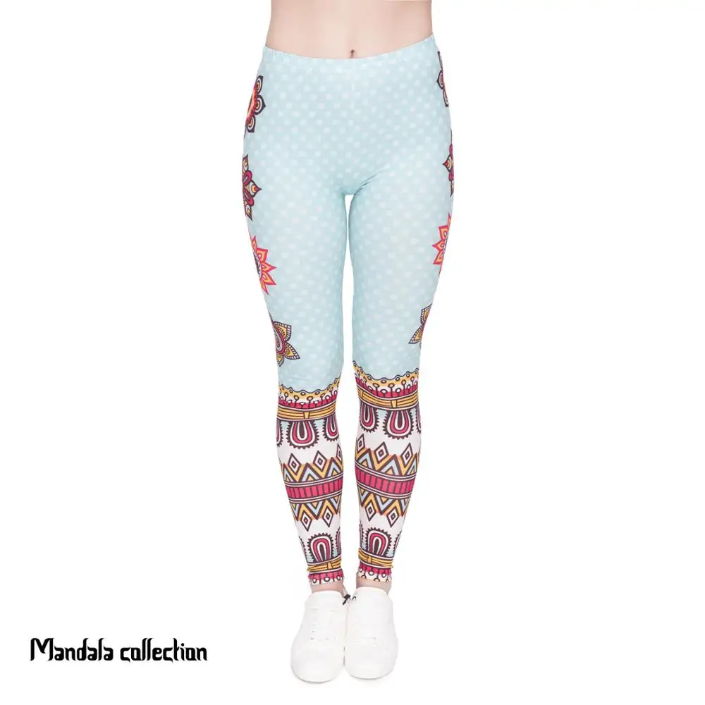 Женские леггинсы с рисунком мандалы и белых точек, модные обтягивающие леггинсы с высокой талией, женские штаны для фитнеса - Цвет: lga46000