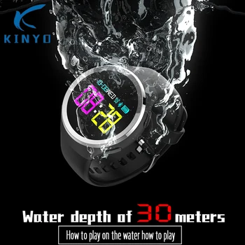 

2018 Kinyo IP68 Waterproof new Round Smart Watch Heart Rate Monitor Wristband Pedometer Colorful Screen For Android IOS Phones