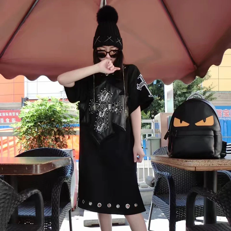 Весна 2020 тяжелый промышленный бренд длинный свитер с принтом блестками