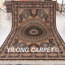 Yilong ковер машинного кружева 6'x9', персидский шелковый ковер винтажный традиционный медальон ручной работы турецкий ковер(ZQG112A6x9