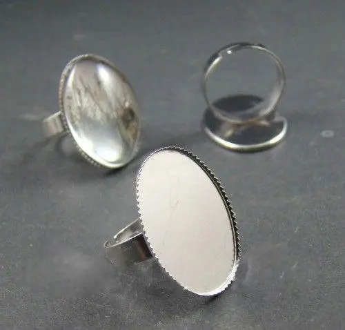 

free shipping!!!!! Silver Plated Nickel Free Adjustable 18X25MM Ring Base