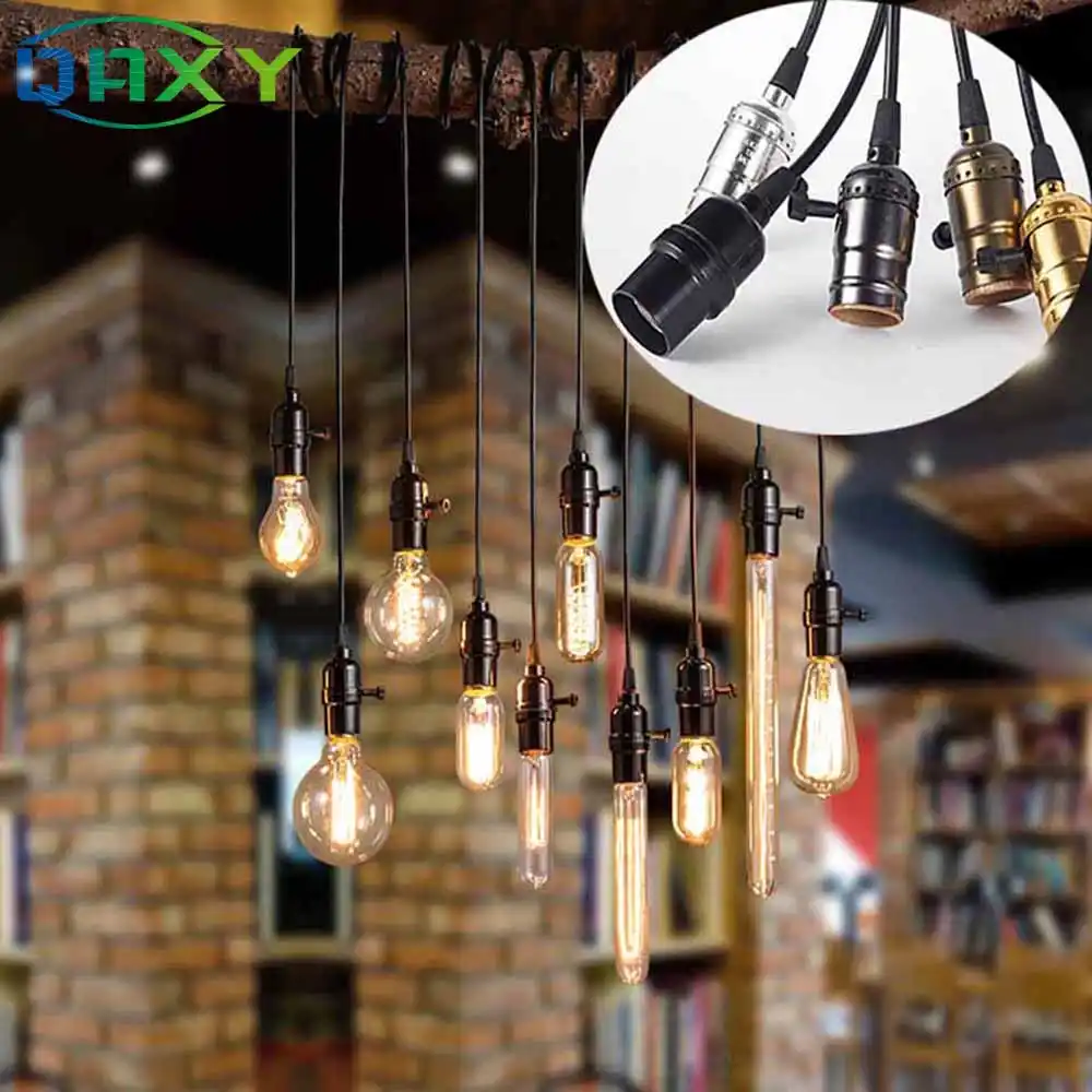 D0A5 E26//E27 Vintage Retro Pendant Lamp Holder Thread Socket Screw with Switch