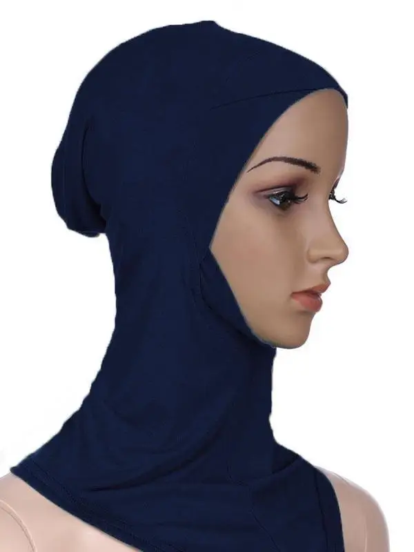 Muslim Women Under Scarf Hat Cap Soft Bone Bonnet Ninja Hijab Islamic Lady Neck Cover Niquabs Ramadan Beanies Amira Middle East - Цвет: Dark Blue