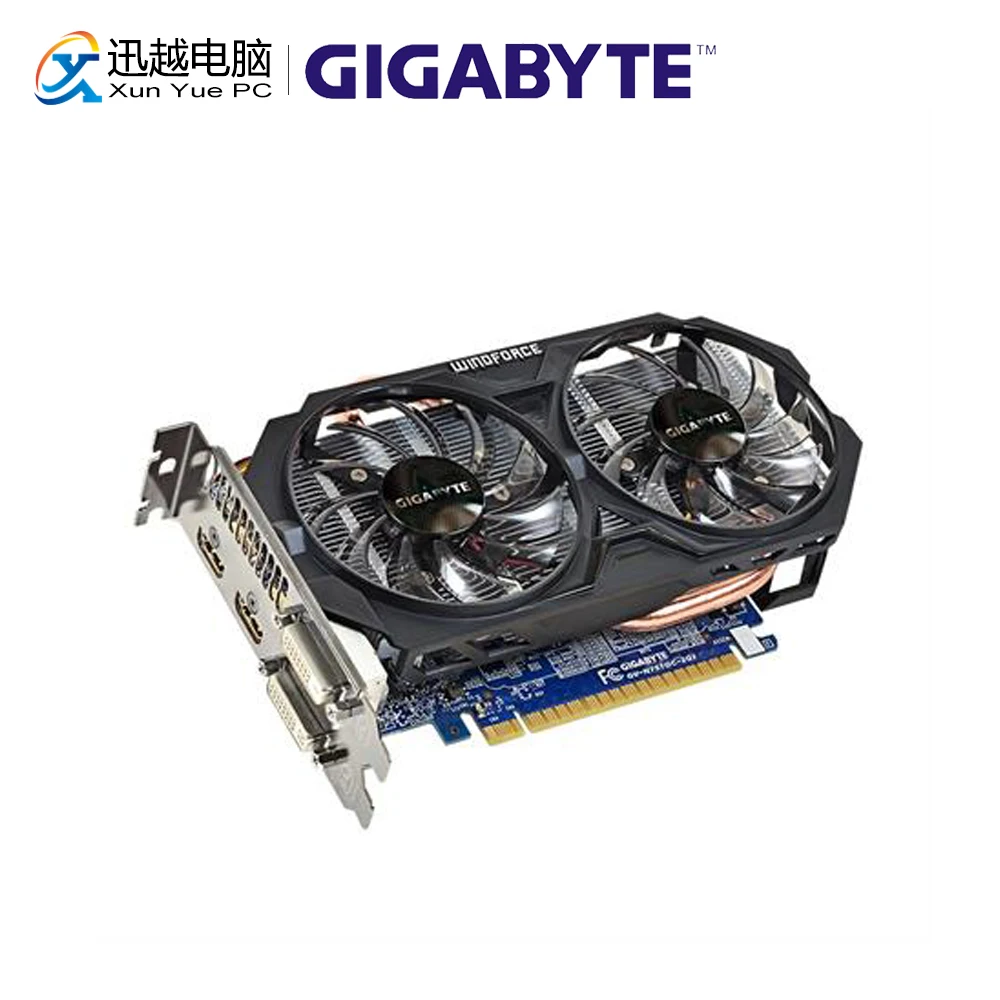 Gigabyte GV-N75TOC-2GI оригинальные видеокарты 128 бит GTX 750 Ti 2G GDDR5 видеокарта 2 * DVI HDMI для Nvidia