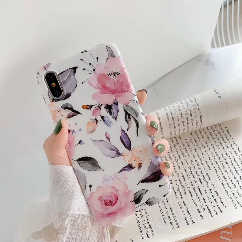 Art Flowers Marble Case For Samsung A40 A50 A70 Cover For Samsung S10E S10 S9 S8 Plus Silicone TPU Case Flower Soft Silicon