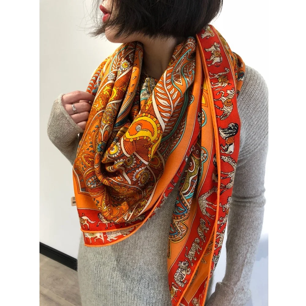 

Fashion Print Silk Cashmere Scarf Wraps for Women Blanket Scarves Cape Poncho 2019