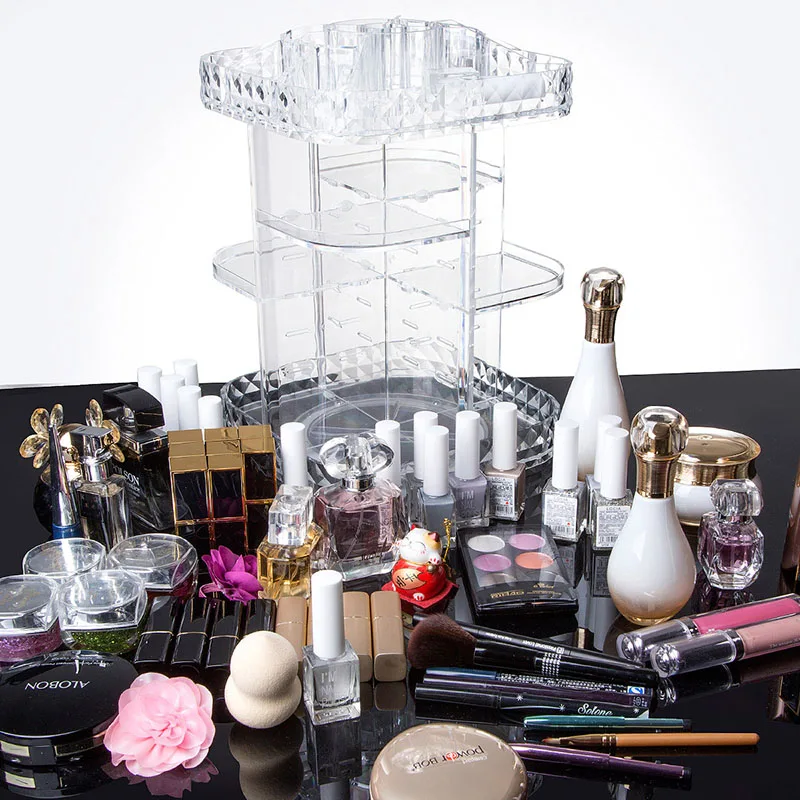 Rotatable Acrylic Cosmetic Storage Box Lipstick Display Stand Multilayer Nail Polish Rack Holder Women Makeup Organizer Case10