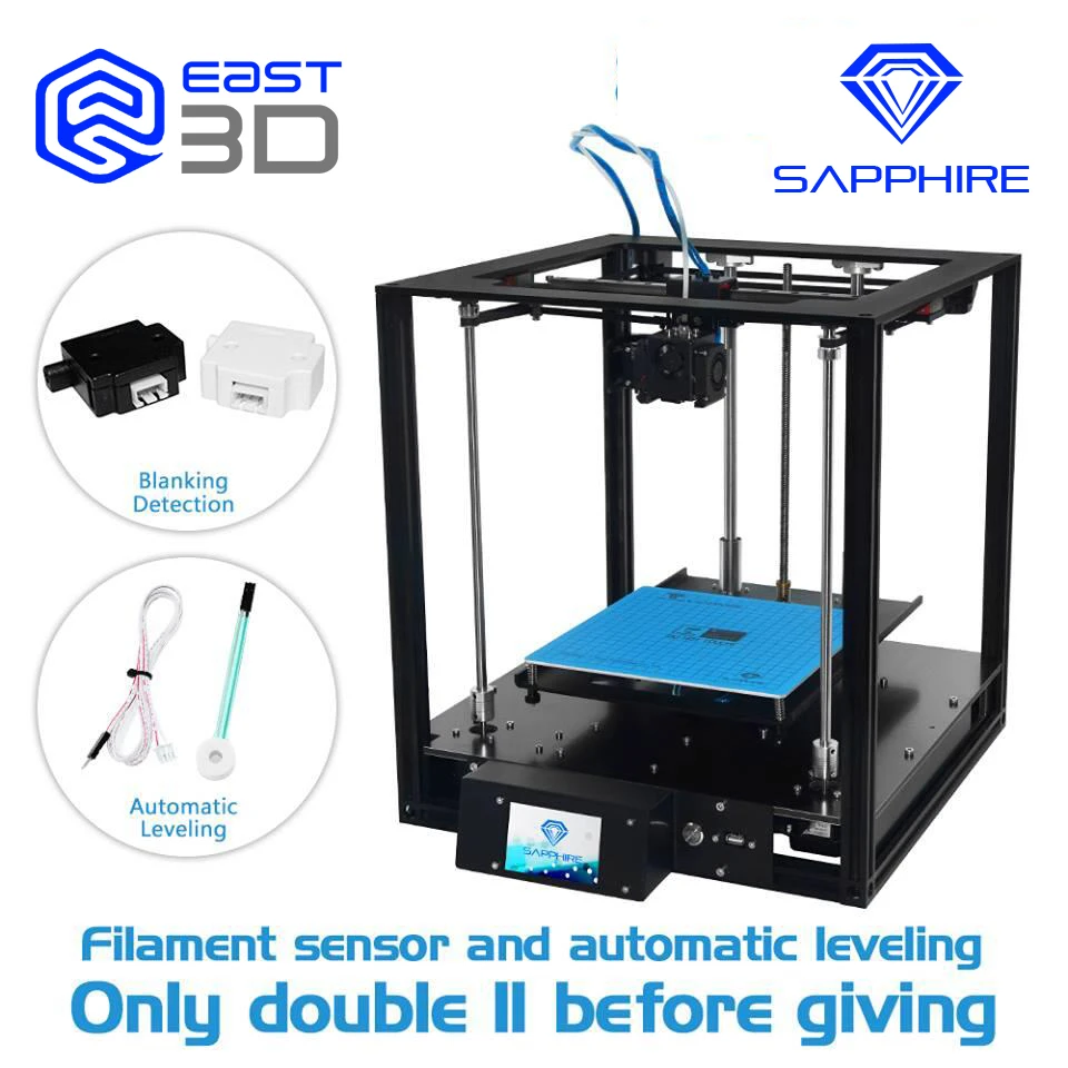 

2018East3D upgrade version sapphire3D Printer Core-XY structure Automatic leveling Resumefrom accident power loss
