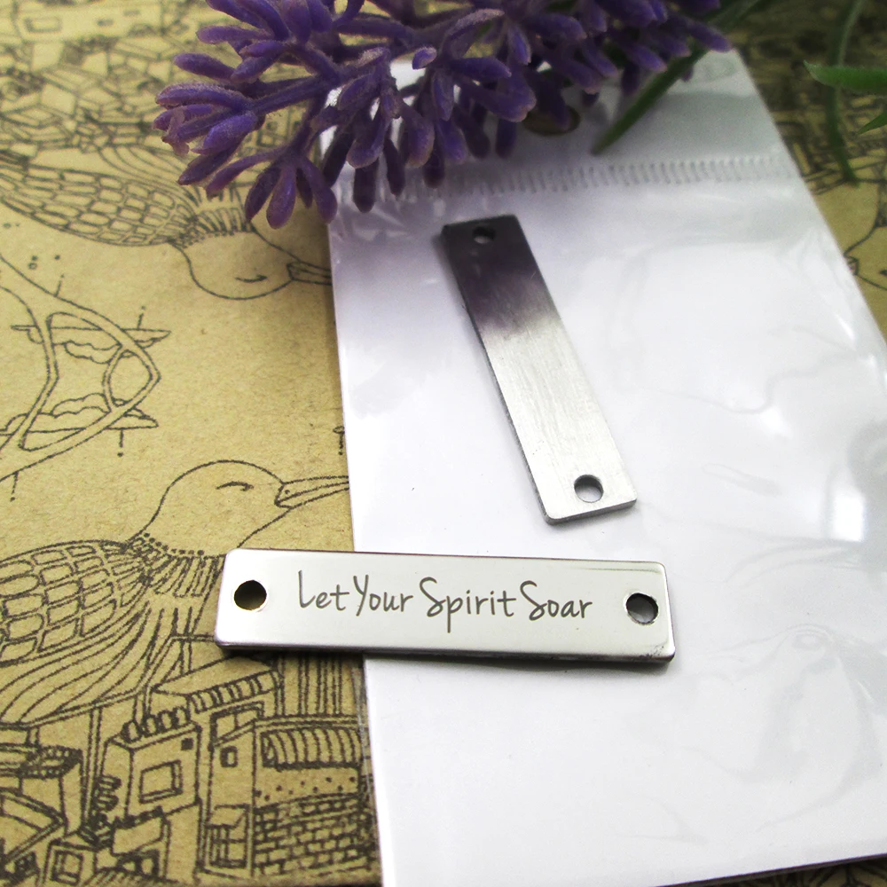 10pcs--Let Your Spirit Soar Connector stainless steel charms more style for choosing DIY Charms pendants necklace 30x7mm | Украшения и