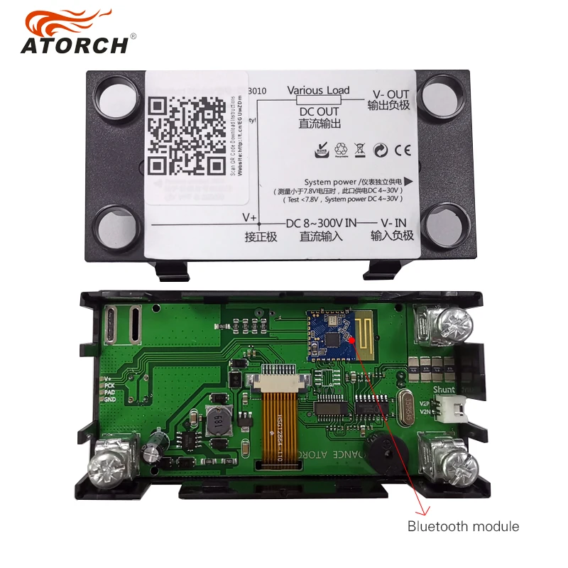 ATORCH DC 300 в а точный счетчик энергии Bluetooth Напряжение Ток Мощность Вольтметр