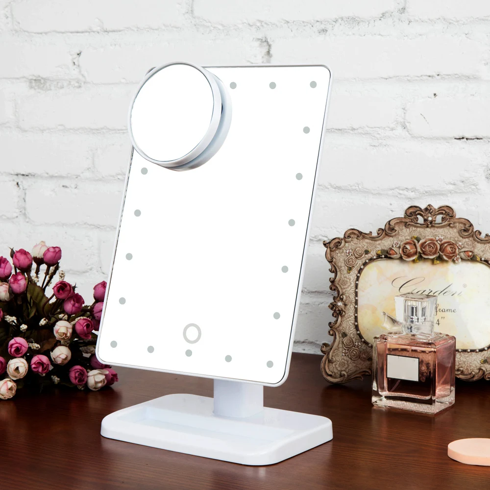 Mioor, регулируемое, 20/16 светодиодов, освещенное зеркало для макияжа, с сенсорным экраном, портативное, увеличительное, настольная лампа, косметическое зеркало для макияжа