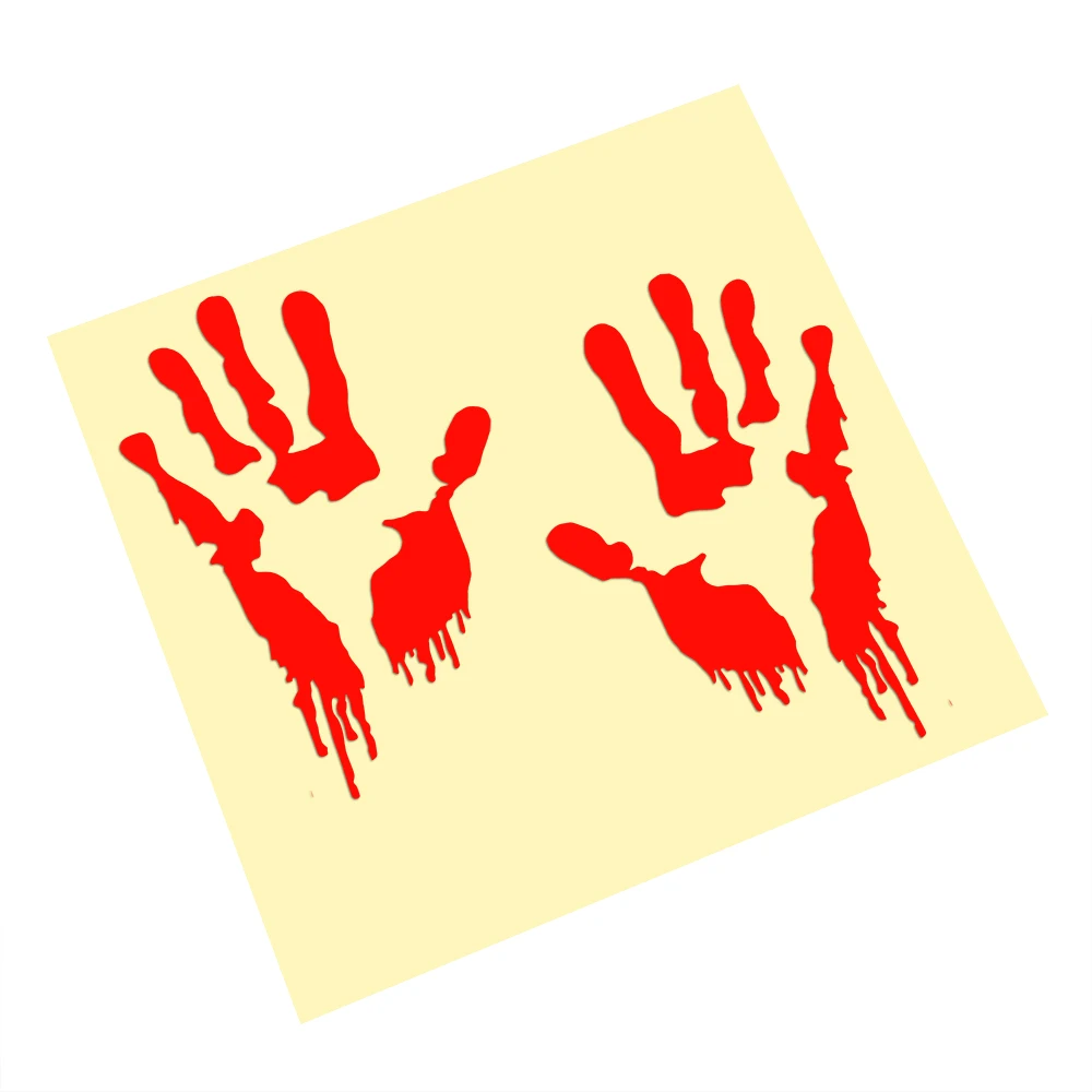 

LEEPEE Auto Motorcycle Sticker Red Funny Zombie Bloody Hands Car Window Decor Car Stickers and Decals Car-styling