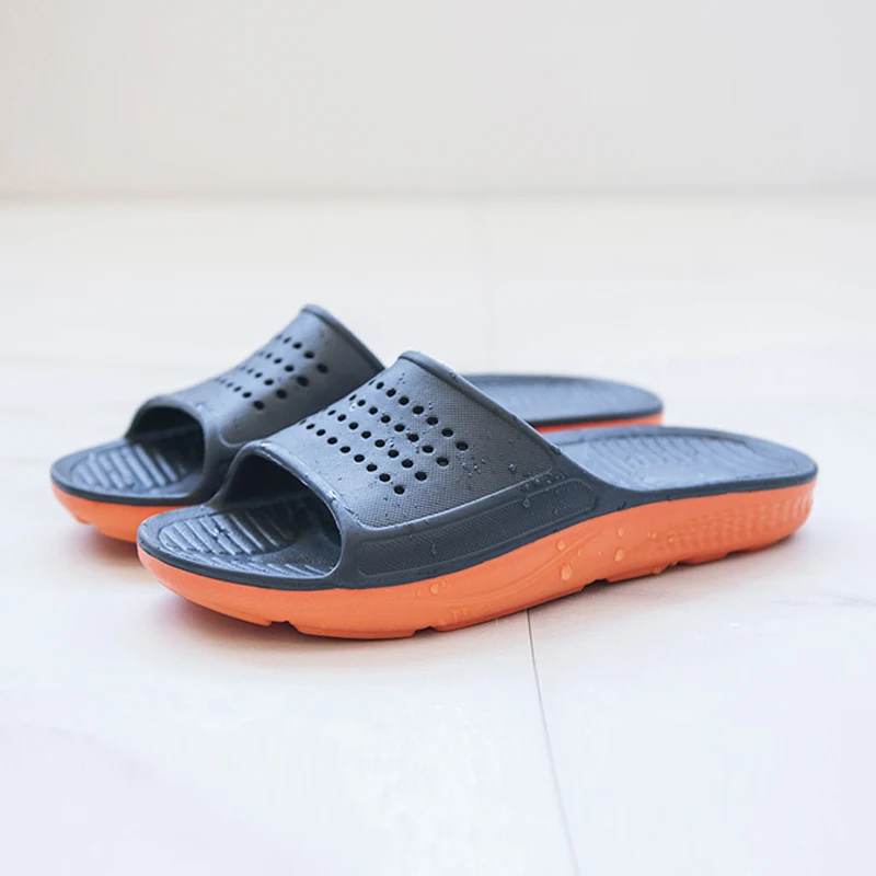 Большие размеры 46, 47, 48, мужские шлепанцы повседневная обувь синего цвета с мягкой подошвой EVA Нескользящие шлепанцы для ванной, летние пляжные сандалии черные вьетнамки