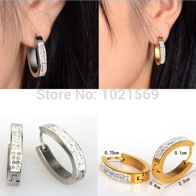 

2 Colors High Quality Crystal Stud Earrings Rhinestone Stainless Steel Earrings For Women Jewelry Free Shipping