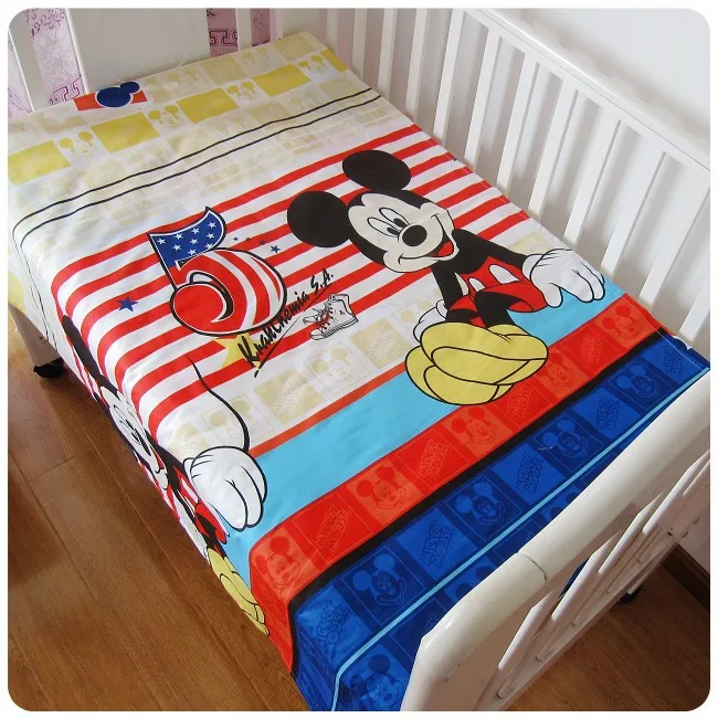 Promotion 6pcs Mickey Mouse Cotton Baby Crib Bedding Sets Girl