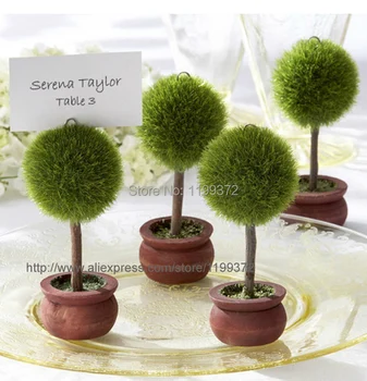

Free shipping 500pcs Wedding Favors Green Potted Plants Place Card Holder For Green Theme Topiary Tree Place wedding decoration